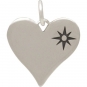 Sterling Silver Compass Symbol Heart Charm 17x13mm