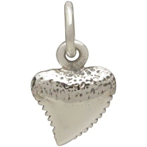 Tiny Sterling Silver Shark Tooth Charm 13x7mm