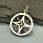 Sterling Silver North Star Compass Charm in Circle 21x15mm