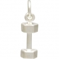 Sterling Silver Dumbbell Charm - Sports Charms 16x5mm