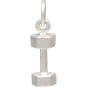 Sterling Silver Dumbbell Charm - Sports Charms 16x5mm