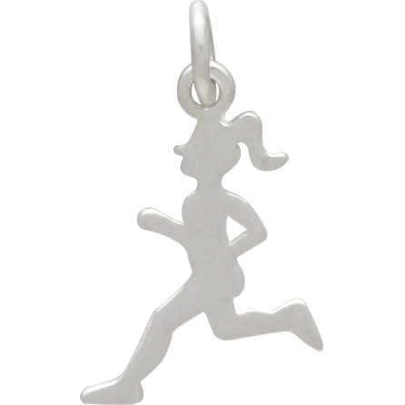 Sterling Silver Running Girl Charm - Sports Charms 20x12mm