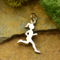 Sterling Silver Running Girl Charm - Sports Charms 20x12mm