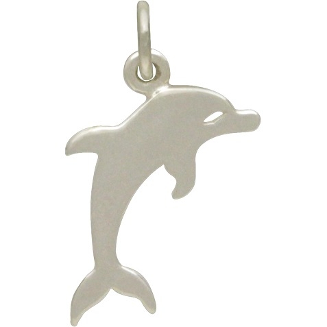 Sterling Silver Dolphin Charm - Flat Plate 20x15mm