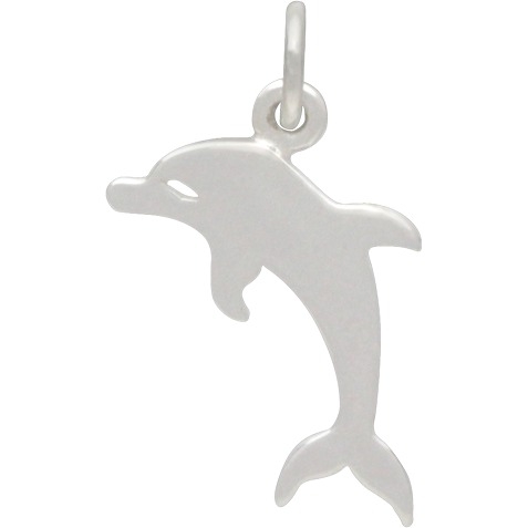 Sterling Silver Dolphin Charm - Flat Plate 20x15mm