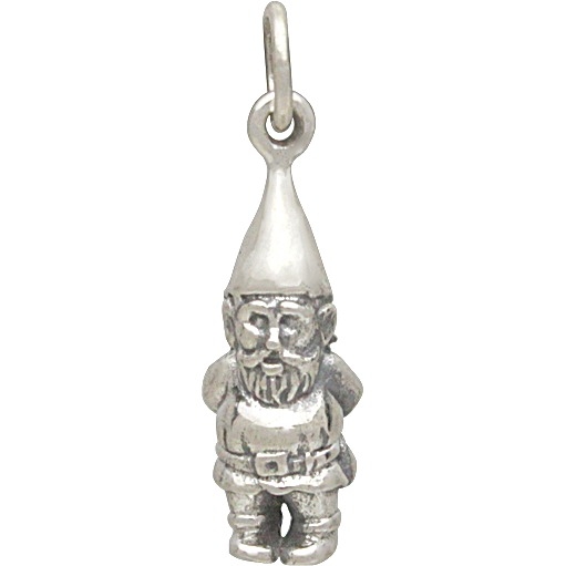 Gnome Elf Charm Sterling Silver Pendant 3d Fantasy Garden Statue
