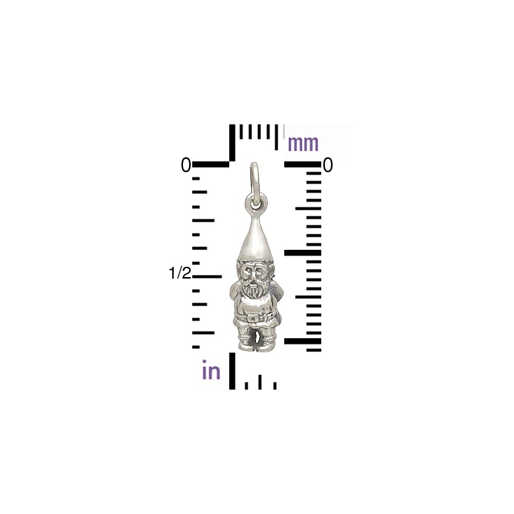 Sterling Silver Garden Gnome Charm 22x7mm