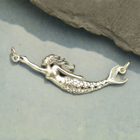 Sterling Silver Mermaid Pendant Festoon 16x42mm