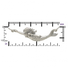 Sterling Silver Mermaid Pendant Festoon 16x42mm