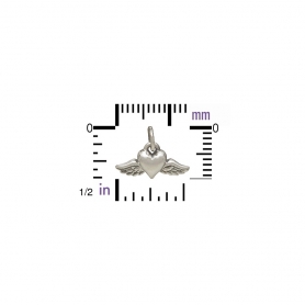 Sterling Silver Mini Heart Charm with Wings 11x14mm