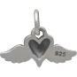 Sterling Silver Mini Heart Charm with Wings 11x14mm
