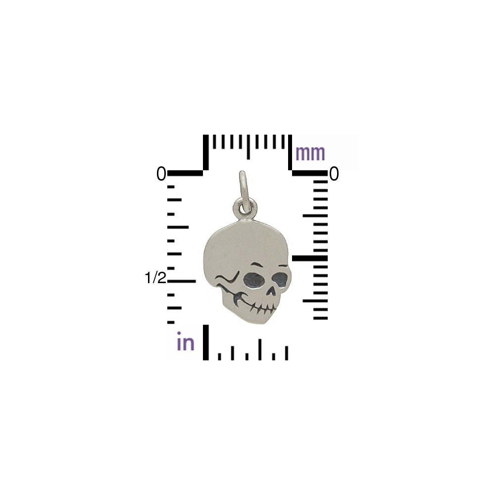 Sterling Silver Flat Skull Charm 18x10mm
