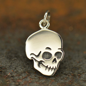 Sterling Silver Flat Skull Charm 18x10mm DISCONTINUED