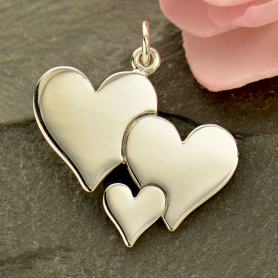 Silver Three Heart Charm Family Charms 22x20mm DISCONTINUED