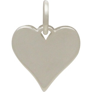 Sterling Silver Heart Charm - Stamping Blank 14x10mm