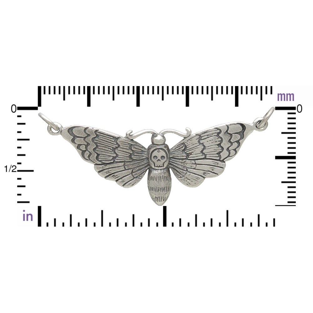 Sterling Silver Death's Head Moth Pendant Festoon20x41mm
