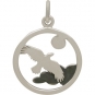 Sterling Silver Raven Charm - Flying Bird Charm