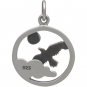 Sterling Silver Raven Charm - Flying Bird Charm