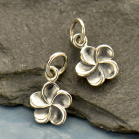 Sterling Silver Plumeria Flower Charm 14x8mm DISCONTINUED