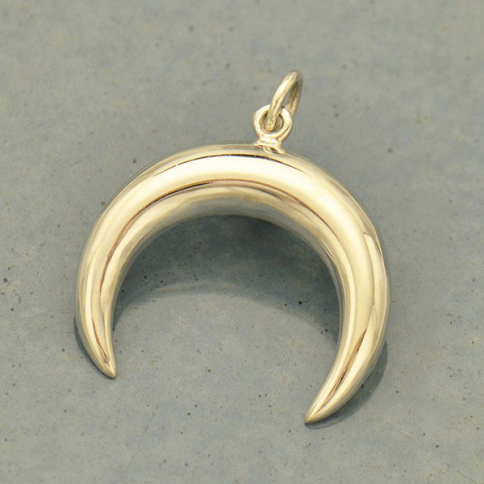 Sterling Silver Double Horn Crescent Moon Pendant