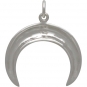 Sterling Silver Double Horn Crescent Moon Pendant