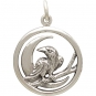 Sterling Silver Raven and Moon Charm - Raven Charm