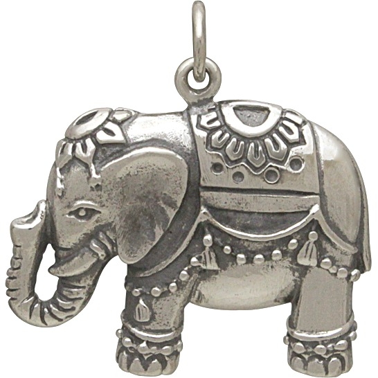 Large Silver Indian Elephant Pendant 23x22mm DISCONTINUED