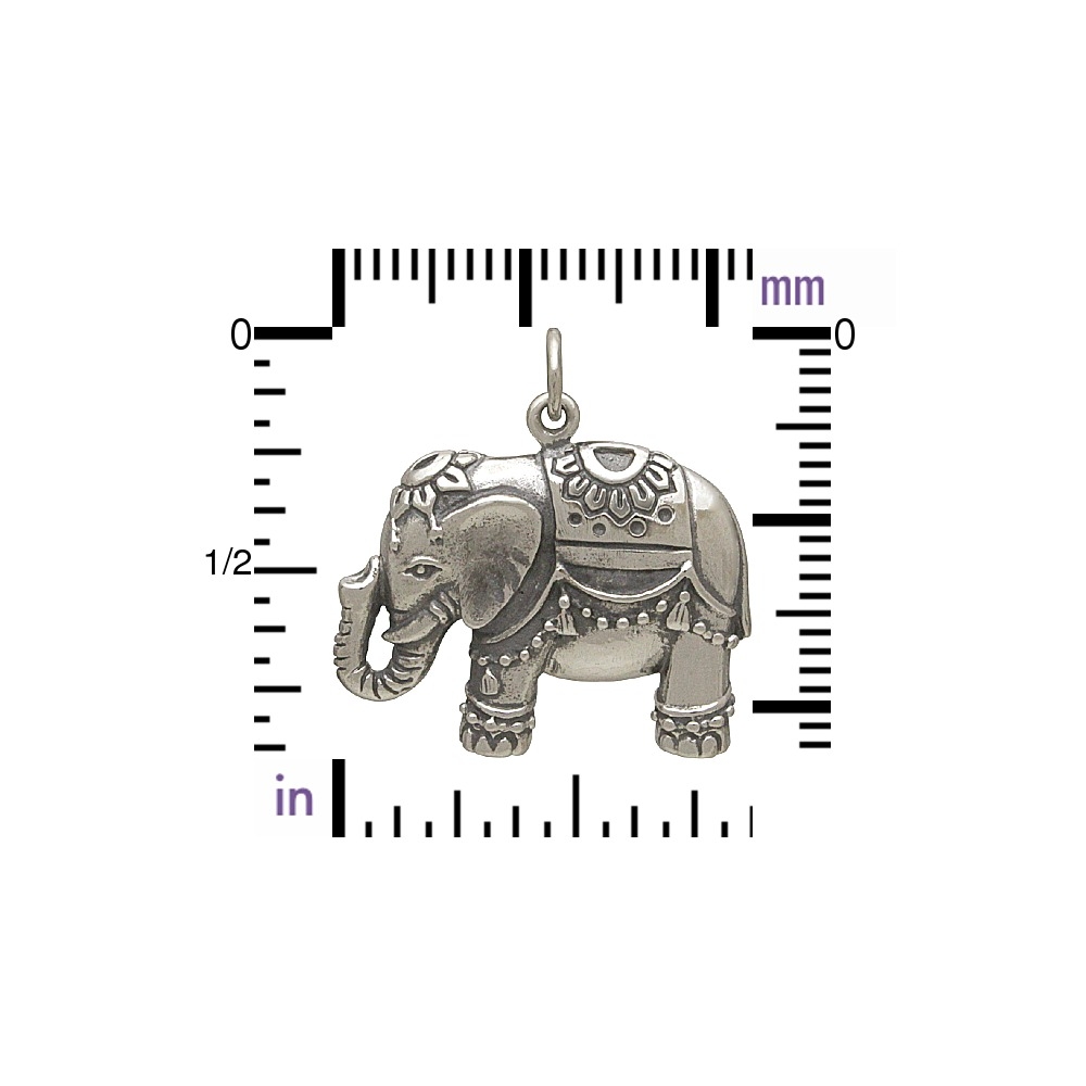 Large Silver Indian Elephant Pendant 