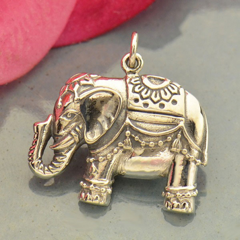 Large Silver Indian Elephant Pendant 