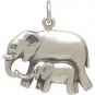 Sterling Silver Mama and Baby Elephant Pendant