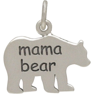 Sterling Silver Mama Bear Charm - Etched "Mama Bear"