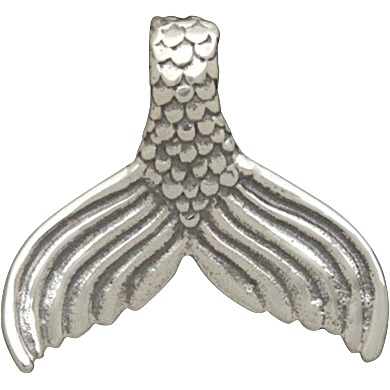 Sterling Silver Mermaid Tail Pendant - Mermaid Charm 15x16mm