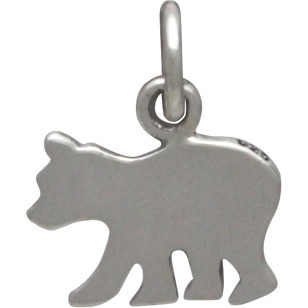 Silver Baby Bear Charm - Etched  13x11mm DISCONTINUED