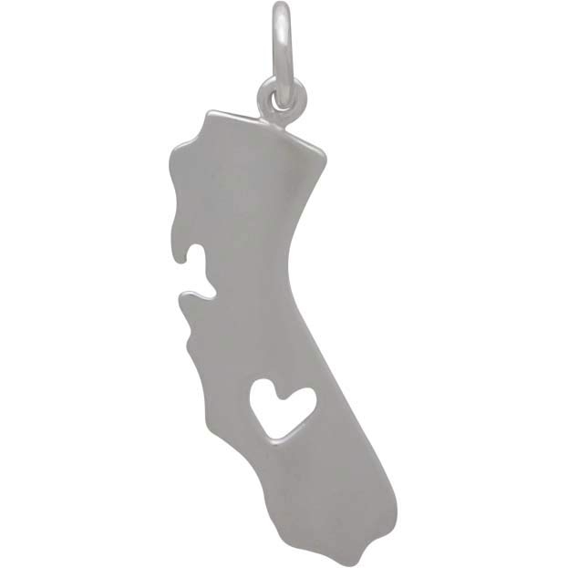 Sterling Silver California Charm with Heart Cutout -24mm