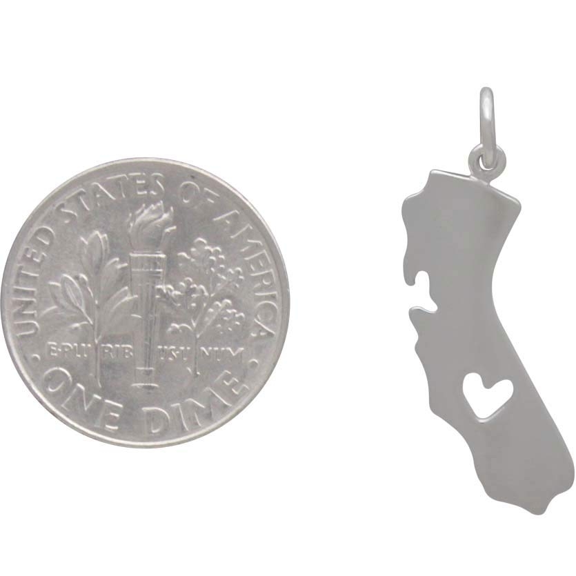 Sterling Silver California Charm with Heart Cutout -24mm