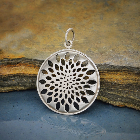 Sterling Silver Sacred Geometry Lotus Pendant