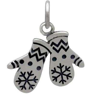 Sterling Silver Snow Mittens Charm