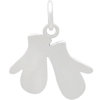 Sterling Silver Snow Mittens Charm 17x13mm