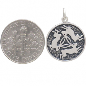 Sterling Silver Three Rabbits Charm