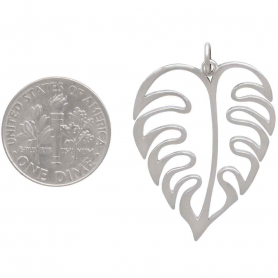 Sterling Silver Openwork Monstera Pendant