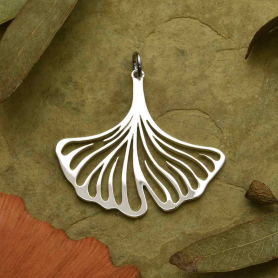 Sterling Silver Openwork Ginkgo Pendant 32x31mm DISCONTINUED