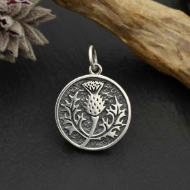 Sterling Silver Thistle Charm 21x15mm