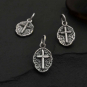 Sterling Silver Cross on Oval Coin Charm