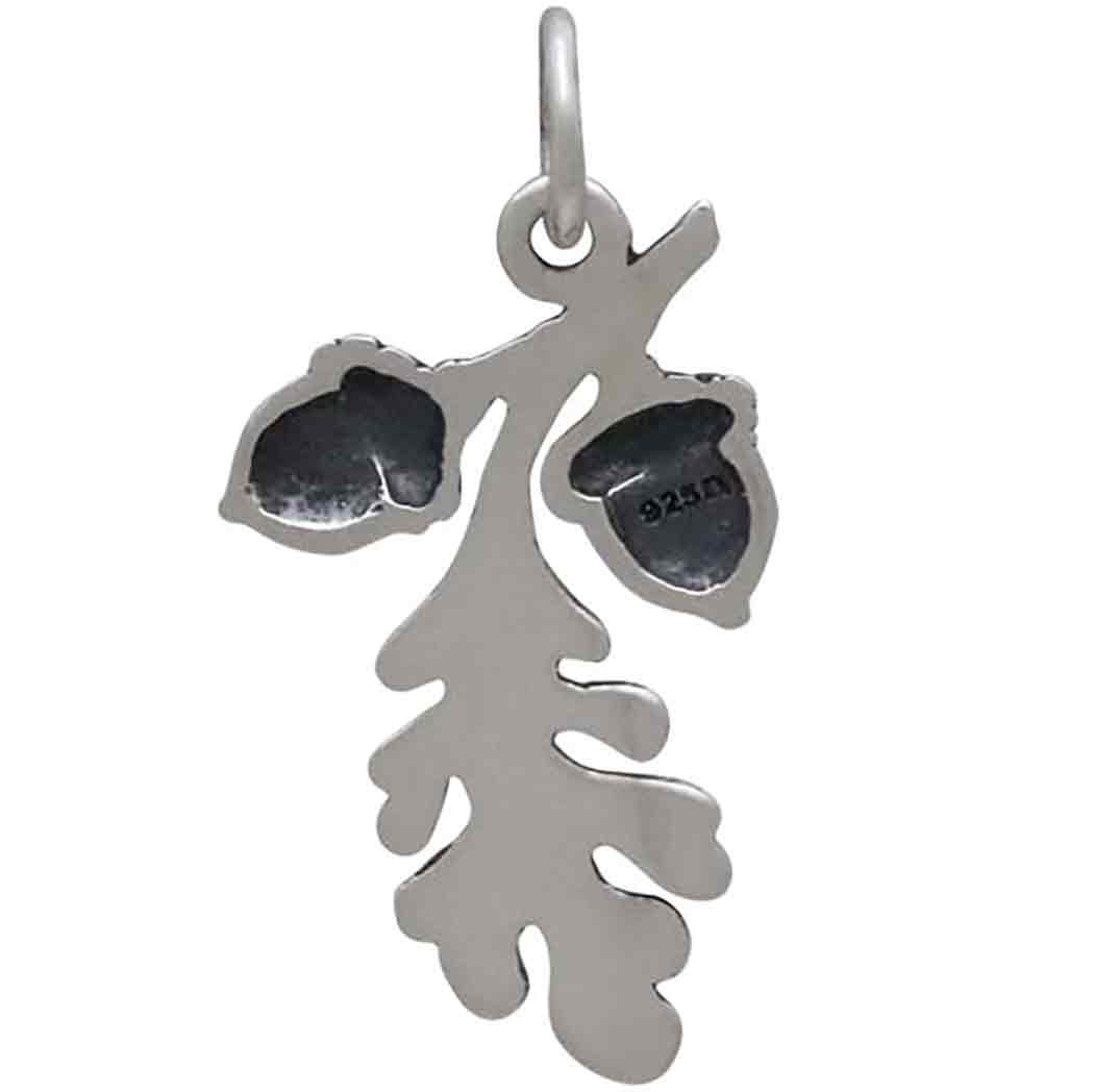 Sterling Silver Oak Leaf Pendant with Acorn Cluster 