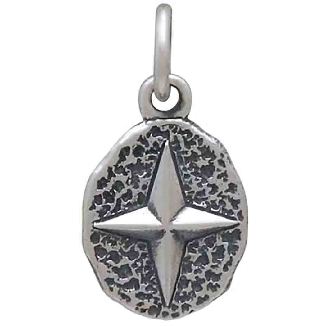 Sterling Silver North Star on Oval Coin Charm