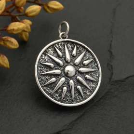 Sterling Silver Ancient Sun Pendant 27x21mm