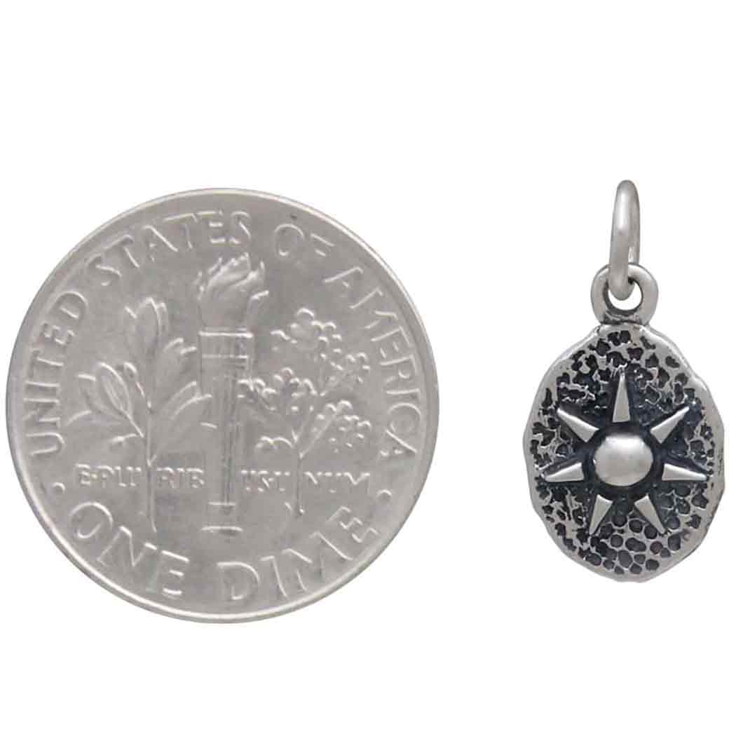 Sterling Silver Sun on Oval Coin Charm