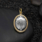  Sterling Silver Scarab Pendant Set in Bronze 23x14mm