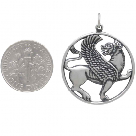 Sterling Silver Persian Winged Lion Pendant