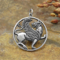 Sterling Silver Ancient Persian Winged Lion Pendant 32x26mm